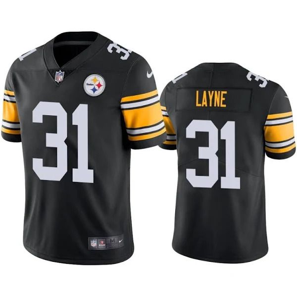 Men Pittsburgh Steelers 31 Justin Layne Nike Black Limited NFL Jersey